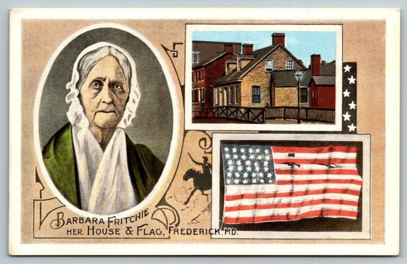 Barbara Fritchie  Flag  Frederick  Maryland    Postcard  c1915