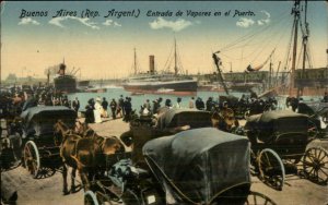 Buenos Aires Entrada Vapores el Puerto c1910 Postcard - Steamships