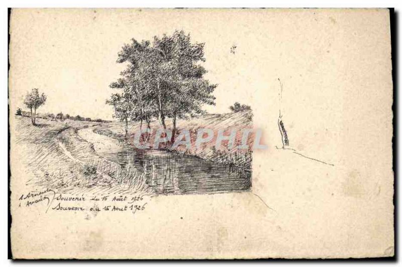 Old Postcard Fancy (drawing hand) August 16, 1926 Remembrance Tree