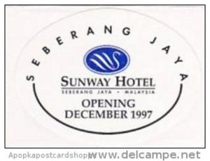 MALAYSIA SEBERANG JAYA SUNWAY HOTEL VINTAGE LUGGAGE LABEL