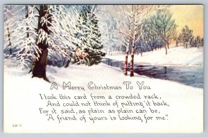 Merry Christmas To You, Poem, Rural Winter Scene, Antique Owen Card Postcard
