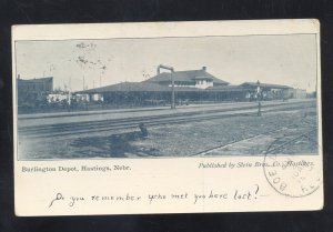 HASTINGS NEBRASKA BURLINGTON RAILROAD DEPOT TRAIN STATION VINTAGE POSTCARD