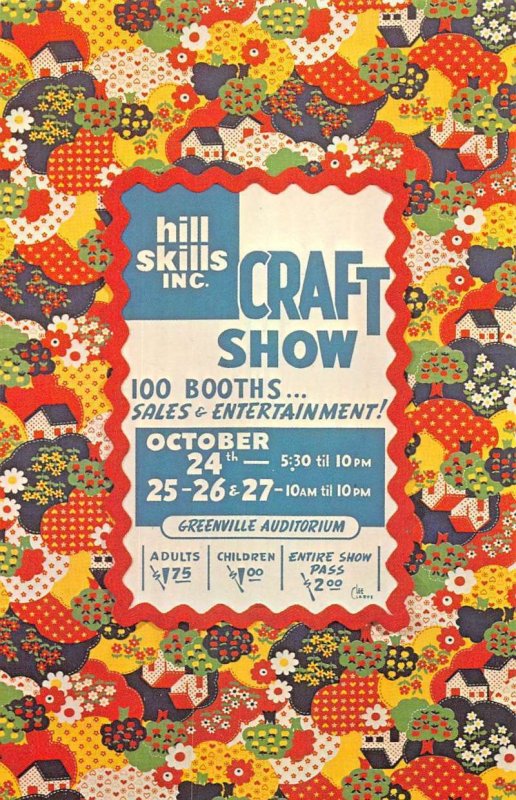 Greenville South Carolina Hill Skills Craft Show advertising vintage pc ZA440838