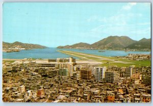 Hong Kong Postcard Kai Tak Airport Aerial View c1950's Vintage Unposted