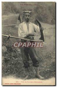 Old Postcard Folklore Pyrenees mountain type mower