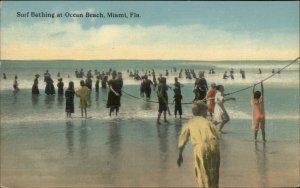 Miami FL Ocean Beach Surf Bathing c1910 Postcard