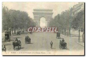 Old Postcard Paris Arc de Triomphe and the Champs Elyses