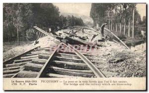 Old Postcard Picquigny Bridge and Route Army Ferree