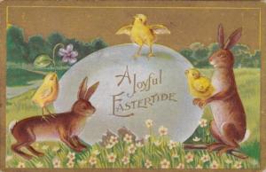 Easter Rabbits and Chicks With Large Egg