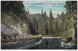 BANFF, Alberta, Canada, 1900-1910's; Drive Near C.P.R. Hotel, Canadian Rockie...