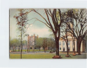 Postcard - Church Trees Hall Chairs Scenery