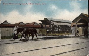 Block Island RI Rhode Island Horse Drawn Troilley c1910 Postcard