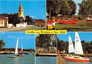 BG11734 weiden am see bgld kirche m raiffeisenkasse liegewiese ship austria