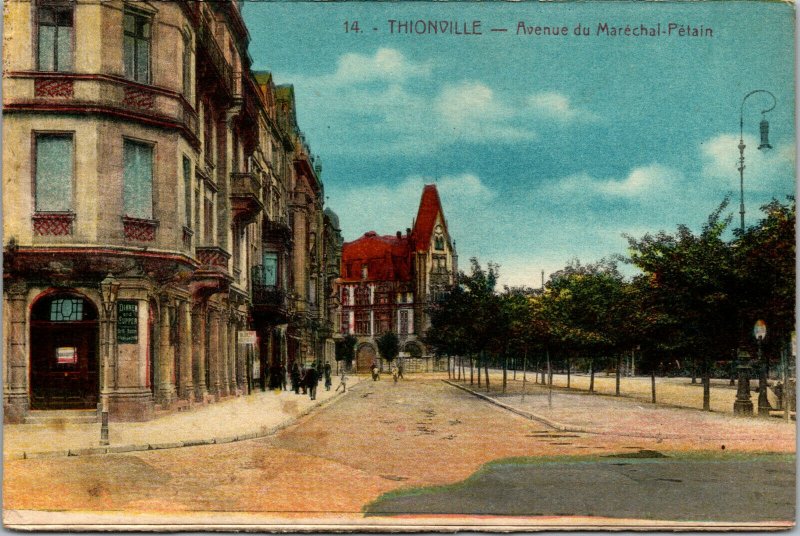 Vtg 1910s Avenue du Marechal Petain Thionville France Postcard