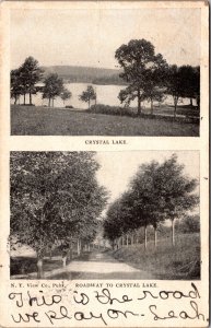 Postcard NY Crystal Lake and Roadway to Crystal Lake
