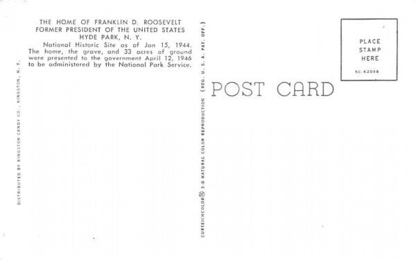 Home of Franklin D Roosevelt Hyde Park, New York Postcard