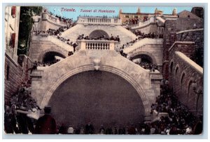 Trieste Italy Postard Montuzza Tunnel Crowd Going Up and Down c1910 Posted