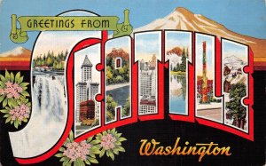 Seattle, Washington, Greetings From Seattle, Large Letters, AA371-9