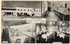 Vintage Postcard Captain Tom's Seafood Restaurant Fish Mart Miami Florida Fla.