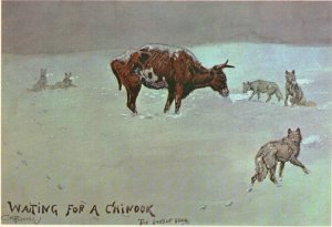 Waiting For a Chinook,Charles Russell,Western Painting