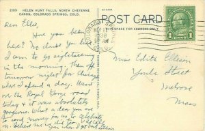 Helen Hunt Falls North Cheyenne Canyon Colorado Springs 1938 Linen Postcard