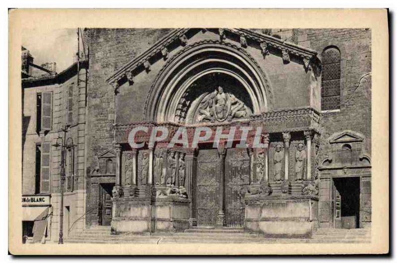 Old Postcard Arles Facade of the Cathedrale Saint Trophime the finest Romanes...