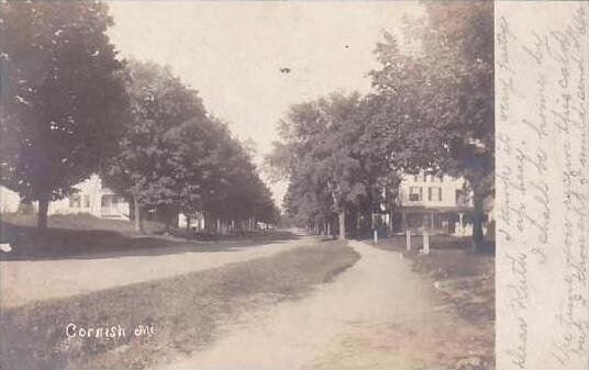 Maine Cornish Street Scene 1907 Real Photo RPPC