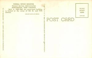 Huntington West Virginia c1960 Postcard Federal Office Building General Services