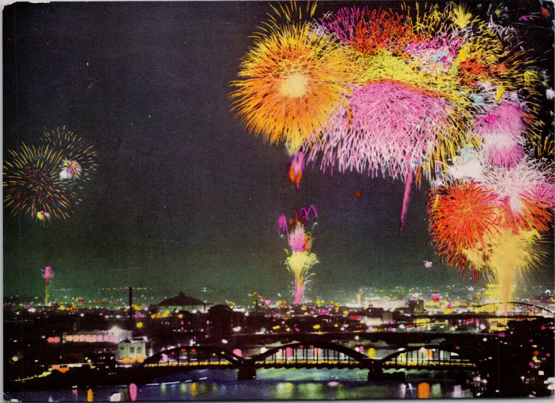 River Sumida Tokyo Japan Fireworks River Opening Feste Vintage Postcard C1