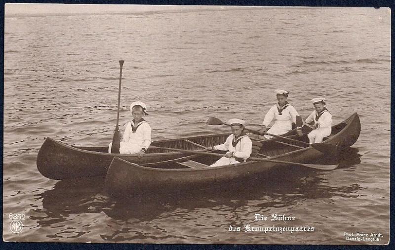 Duke of Brunswick's Children in Canoe RPPC unused c1920