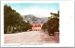 Pikes Peak From Colorado Springs Colorado Mountain in Background Postcard