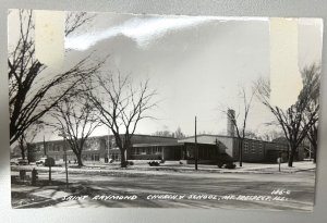 Saint Raymond Shurch & School Mt. Prospect IL Real Photo Postcard PC261/2