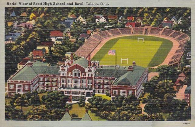 Ohio Toledo Aerial View Of Scott High School & Stadium