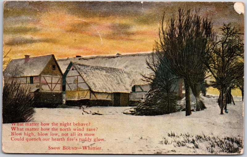 1909 Rhyme taken from the Line Snow Bound - Whittier Posted Postcard