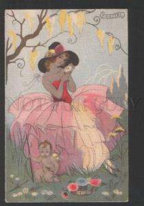 3119249 Belle w/ CUPID by CHIOSTRI vintage ART DECO #237 PC