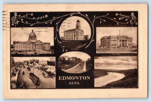 1913 Edmonton Alberta Canada Postcard Parliament Post Office Court House Jasper
