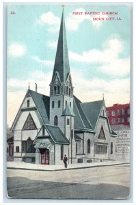 1909 First Baptist Church Exterior Roadside Sioux City Iowa IA Posted Postcard