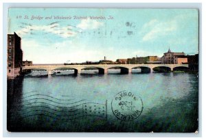 1909 4th Bridge And Wholesale District Waterloo Iowa IA Posted Antique Postcard