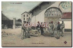Postcard Old Army Wheelbarrow Corvee neighborhood
