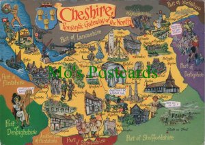 Maps Postcard - Map of Cheshire, Romantic Gateway of The North RR19031