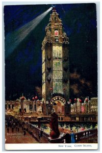 c1905 Dreamland Tower Night View Coney Island New York NY Tuck's Postcard