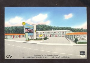 WILLIAMS ARIZONA EL CORONADO MOTEL VINTAGE AAA ADVERTISING POSTCARD ARIA.