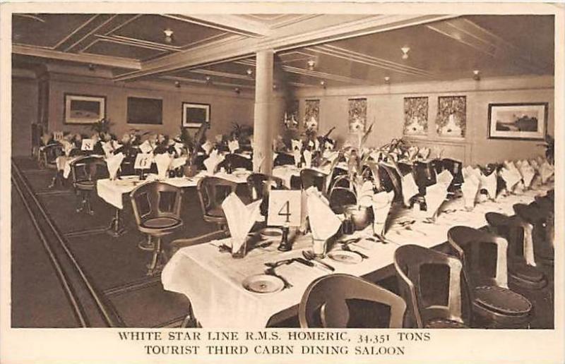 R.M.S. Homeric, White Star Line, Tourist Third Cabin Dining Saloon