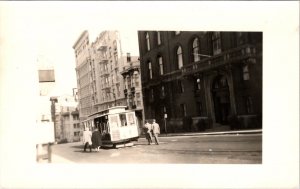 Real Photo PC People Walking Towards Street Car Trolley San Francisco California