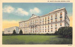 St Mary's College University Winona Minnesota linen postcard