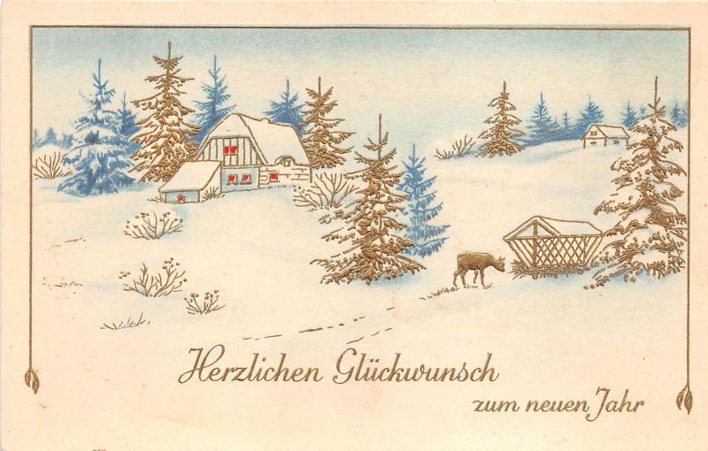 BG14629 cerf deer winter landscape new year neujahr germany