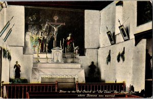 Altar in Old Church at Old Town, San Diego CA Vintage Postcard J57