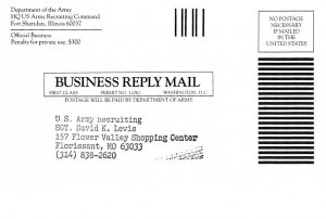 Business Reply Mail Business Reply Mail, Department Of The Army