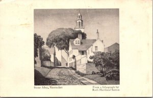 Stone Alley, Nantucket MA From Lithogragh by Ruth Haviland Sutton Postcard R79