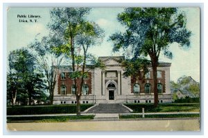 c1910's Public Library Building Street View Utica New York NY Antique Postcard